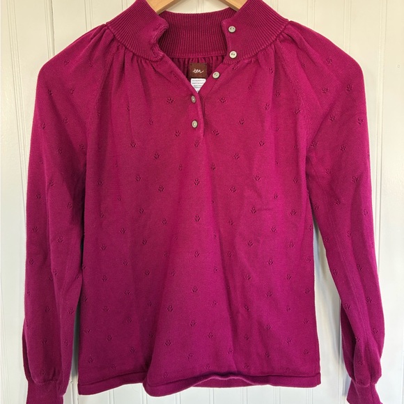 Tea Collection Fuchsia Button-Up Pointelle Sweater - Picture 11 of 11